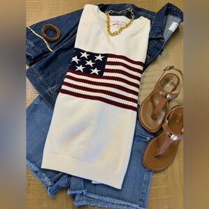 Home of the Free Ivory Textured Flag Sweater